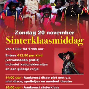 Sinterklaasmiddag toegang Kind - 20 November '22 - 13:30 tot 17:00 uur + Kado, Lekkernij en Glaasje Ranja